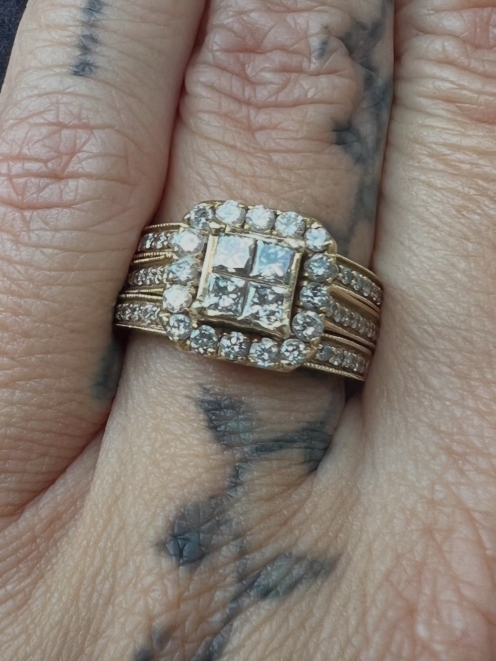 Zales 1-1/2 CT. T.w. Quad Princess-Cut Bridal Set 14K Gold